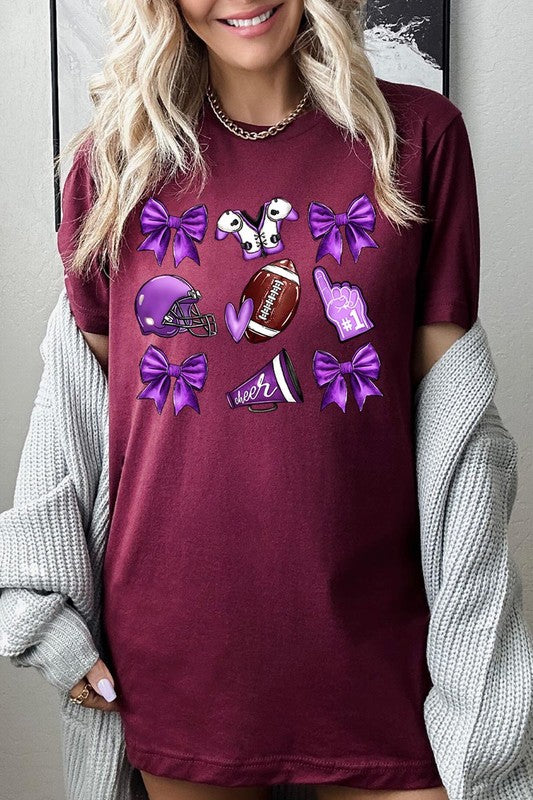 Purple Coquette Football Graphic Tee