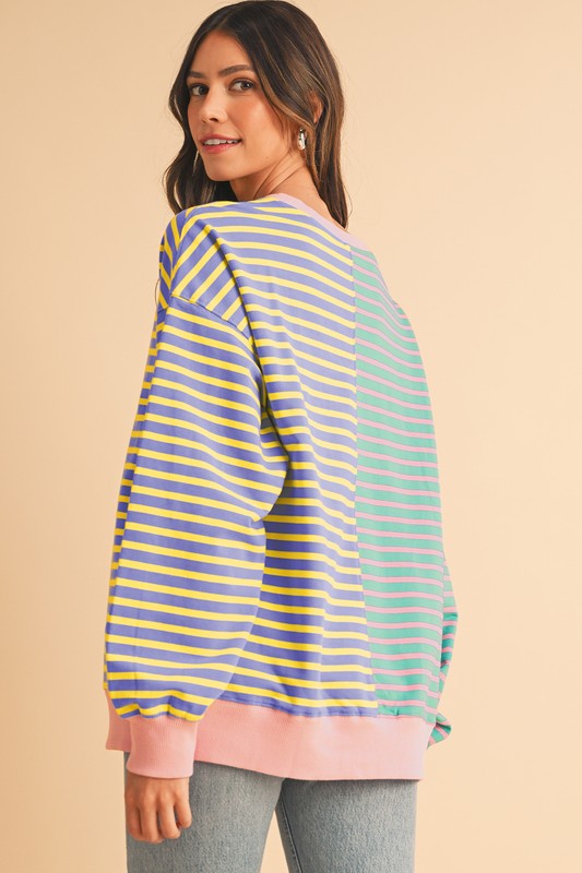 Colorblock Drop Shoulder Oversize Sweatshirt