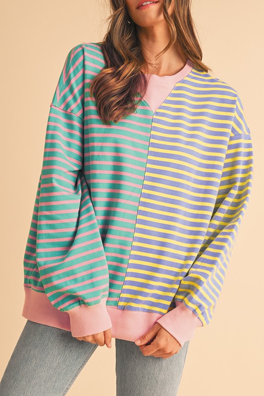 Colorblock Drop Shoulder Oversize Sweatshirt