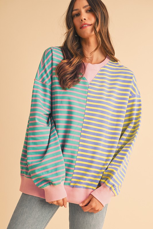 Colorblock Drop Shoulder Oversize Sweatshirt