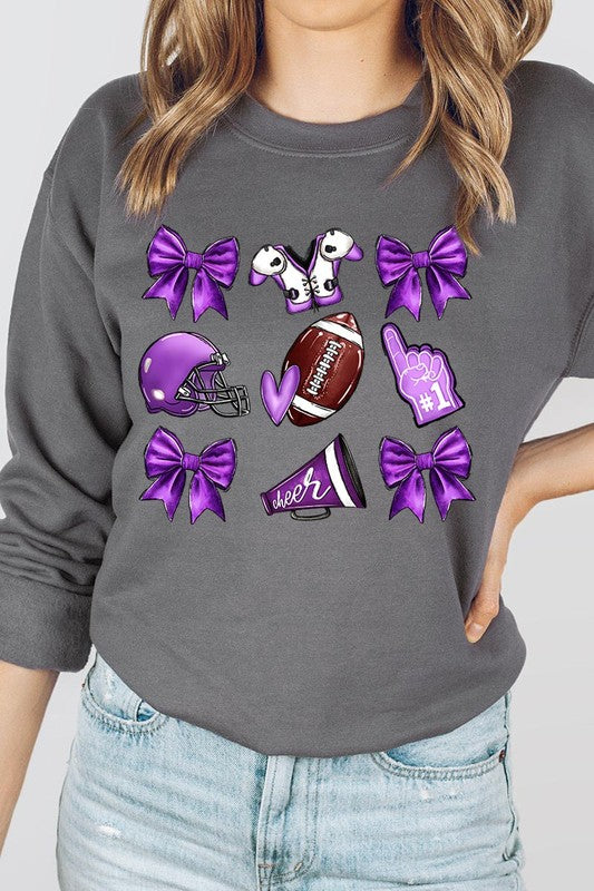 Purple Coquette Football Graphic Sweatshirts