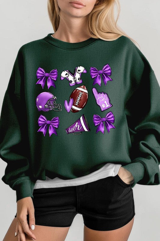 Purple Coquette Football Graphic Sweatshirts