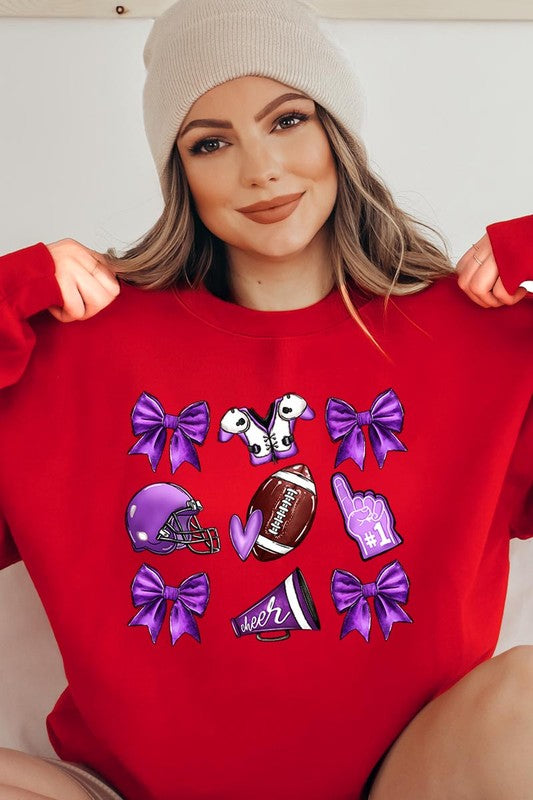 Purple Coquette Football Graphic Sweatshirts