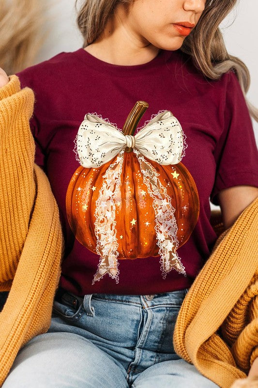 Coquette bow Halloween Pumpkin Graphic Tee