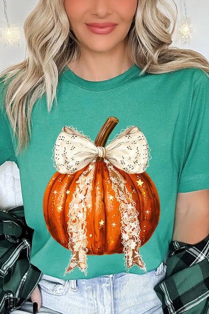 Coquette bow Halloween Pumpkin Graphic Tee