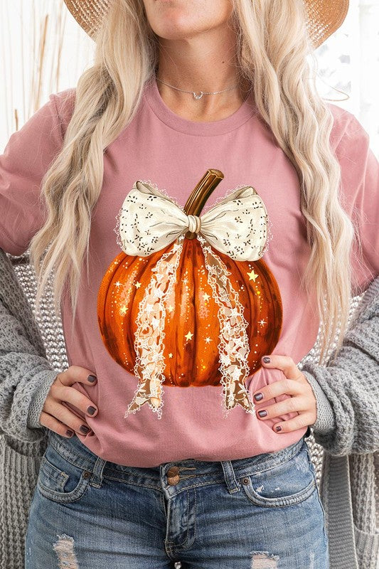 Coquette bow Halloween Pumpkin Graphic Tee