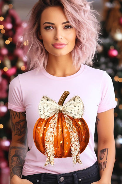 Coquette bow Halloween Pumpkin Graphic Tee