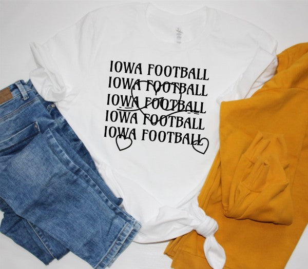 Iowa Football Wave Heart Graphic Crew Tee