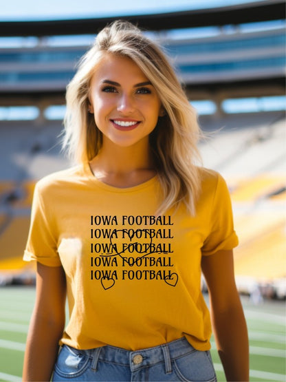 Iowa Football Wave Heart Graphic Crew Tee