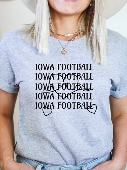 Iowa Football Wave Heart Graphic Crew Tee