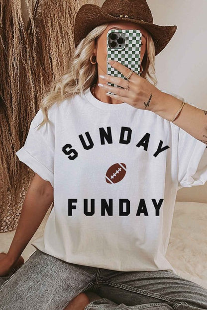 SUNDAY FUN DAY FOOTBALL GAME DAY GRAPHIC TEE