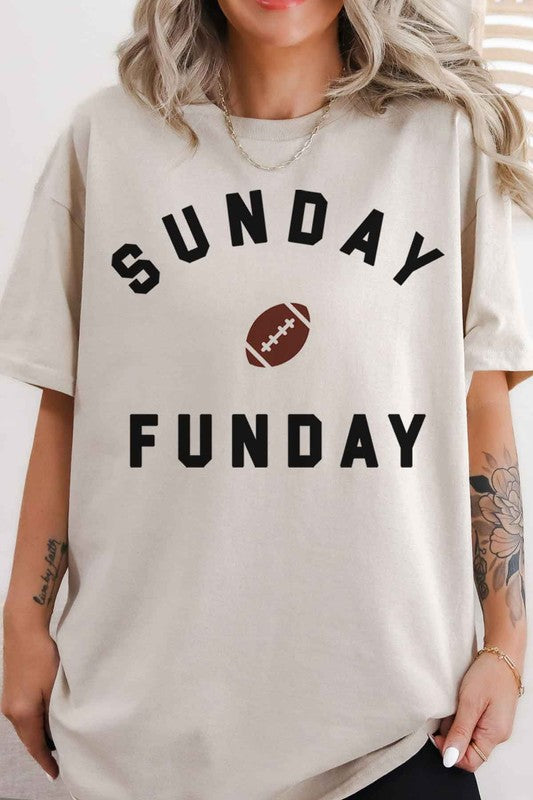 SUNDAY FUN DAY FOOTBALL OVERSIZED GRAPHIC TEE