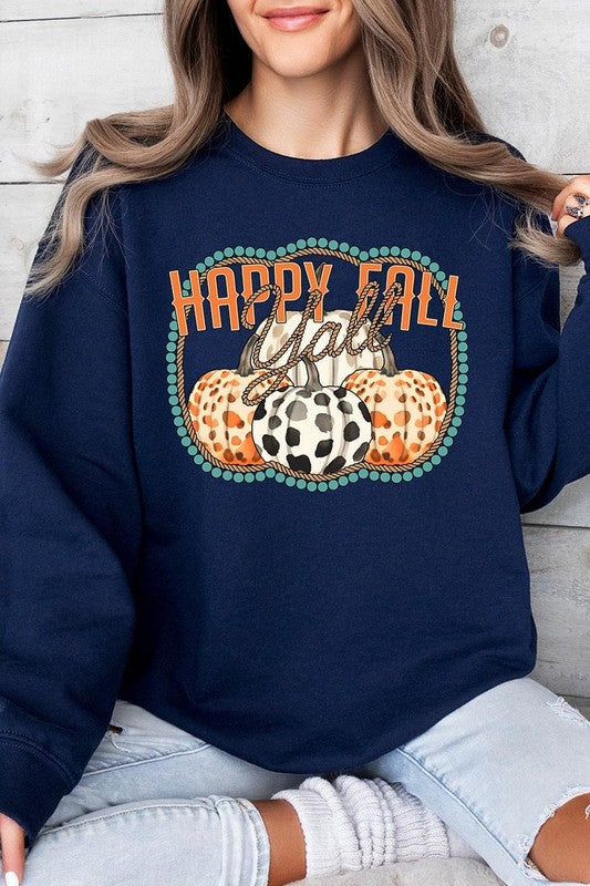 Happy Fall Y'all Graphic Fleece Sweatshirts