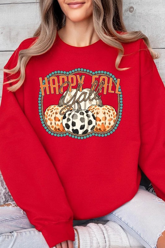 Happy Fall Y'all Graphic Fleece Sweatshirts