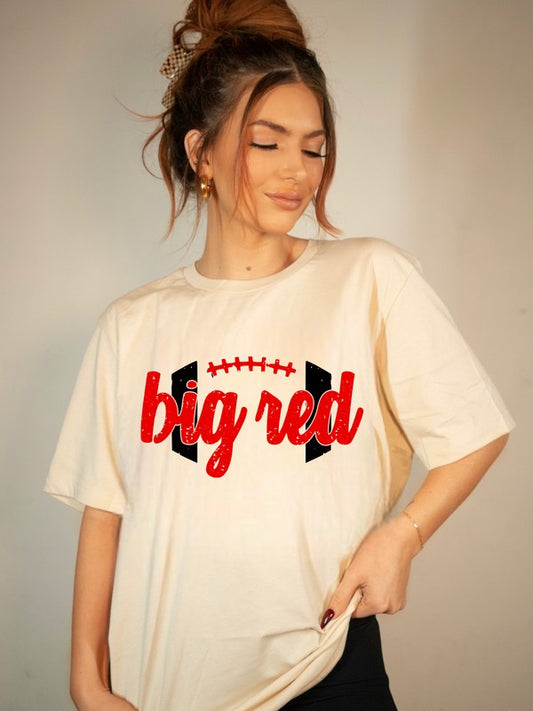 Big Red Football Graphic Crew Neck Tee