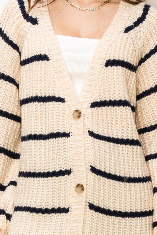 Made for Style Oversized Striped Sweater Cardigan