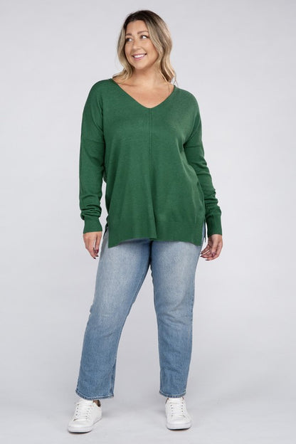 Plus Garment Dyed Front Seam Sweater