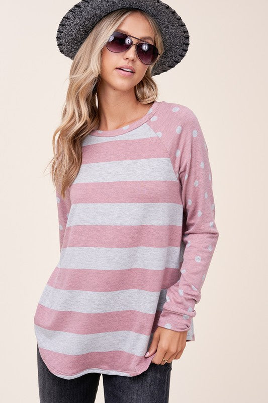 PLUS STRIPE MIXED SWEATSHIRTS