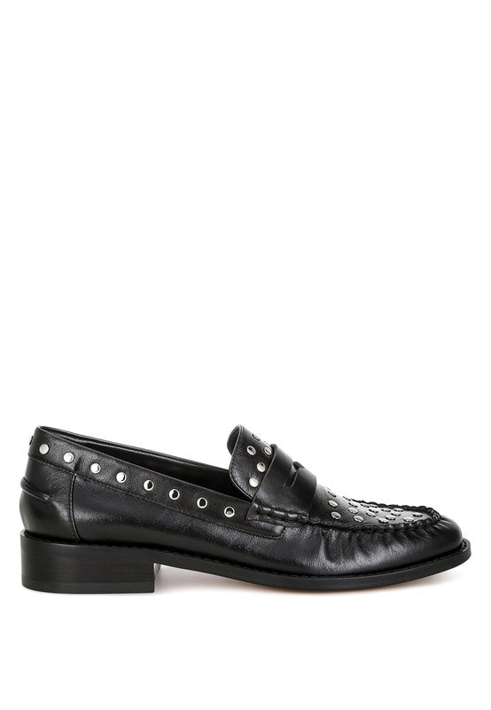 Oglavia Studs Embellished Leather Loafers