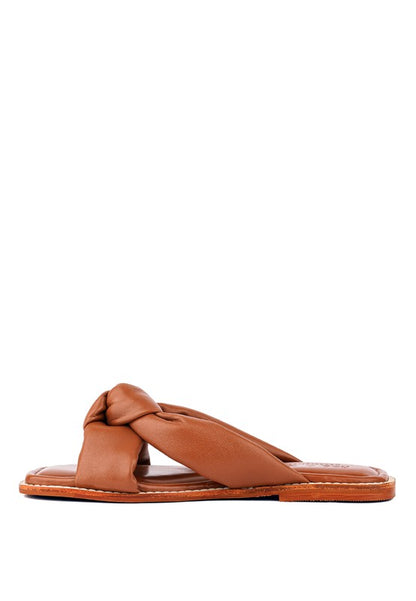 CHUBS Tan Puffy Strap Sliders Flat