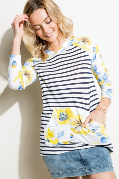 STRIPE FLORAL MIXED SWEATSHIRTS