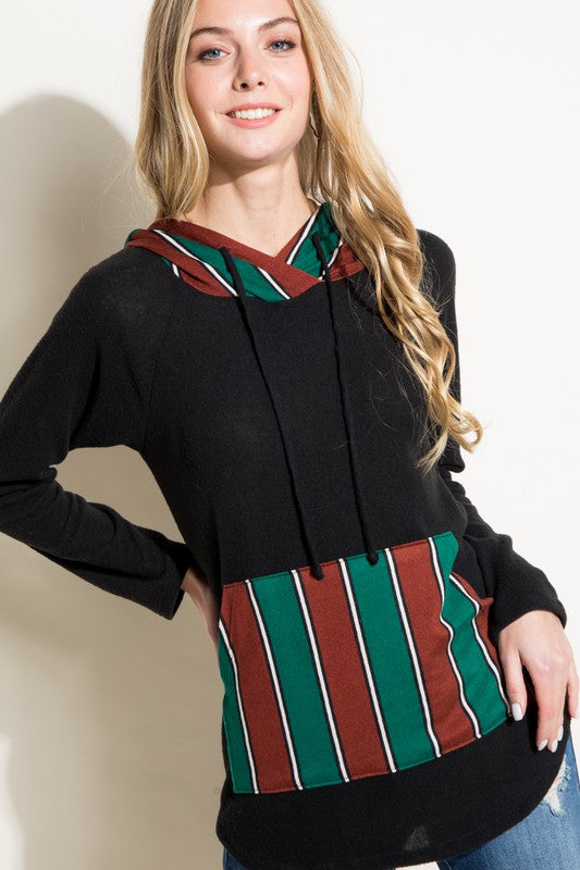 STRIPE MIXED SWEATSHIRT