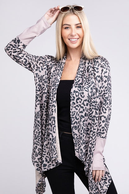 Leopard Print Open Front Cardigan