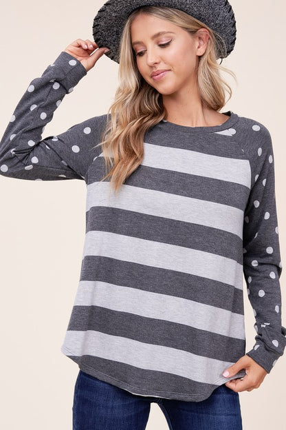 DOT STRIPE MIXED SWEATSHIRTS