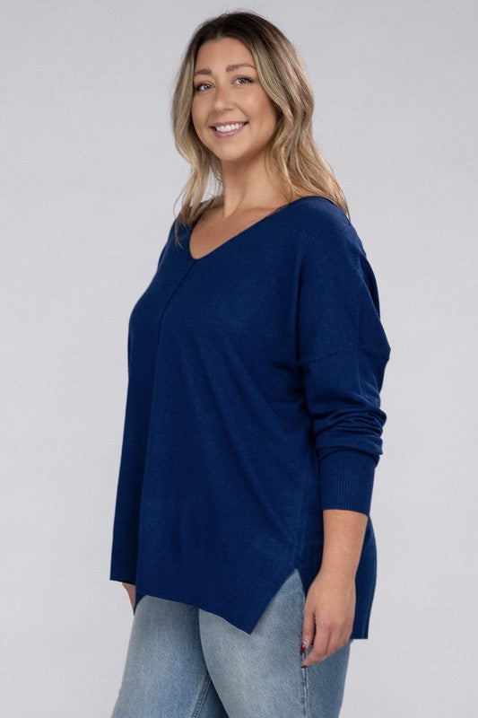 Plus Garment Dyed Front Seam Sweater