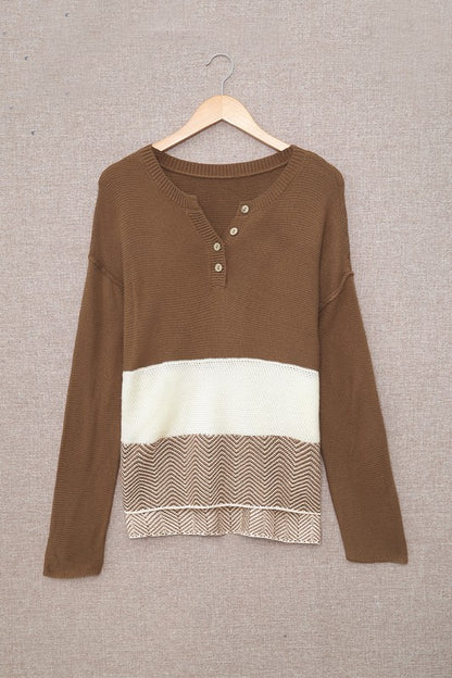 Women Buttoned Knitted Long Sleeve Sweater