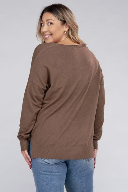 Plus Garment Dyed Front Seam Sweater