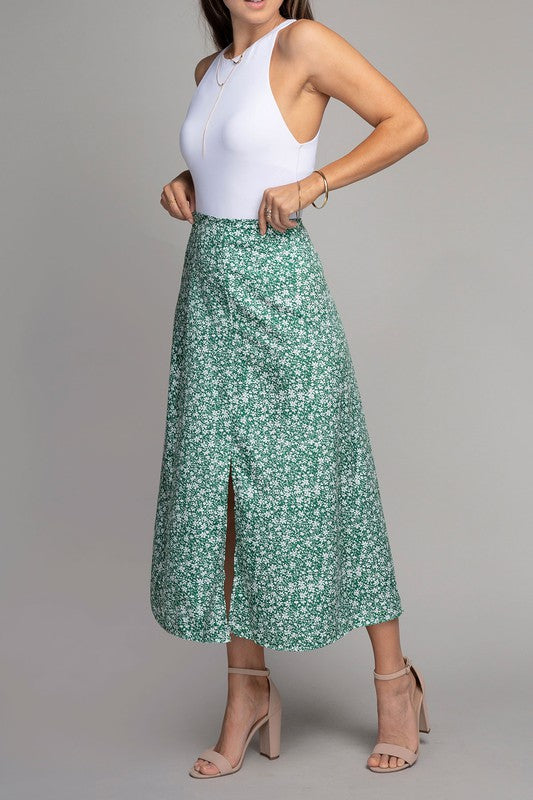 Floral midi skirt with slit