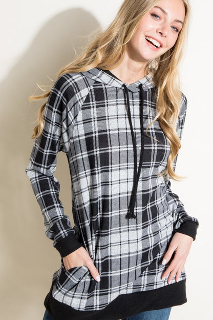 PLUS PLAID MIXED SWEATSHIRT