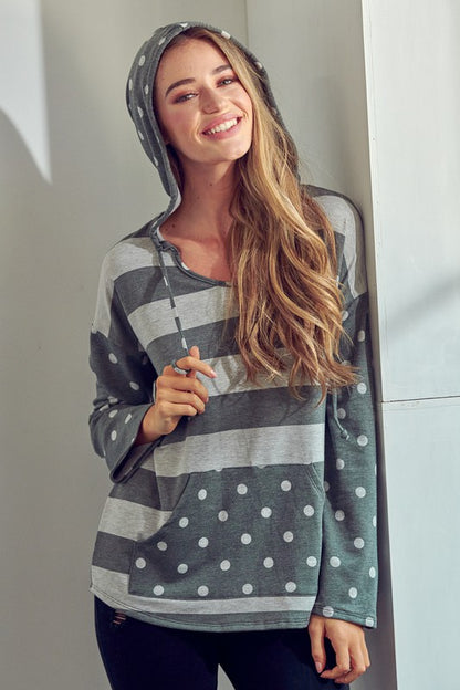 PLUS POLKA DOT STRIPE MIX SWEATSHIRTS