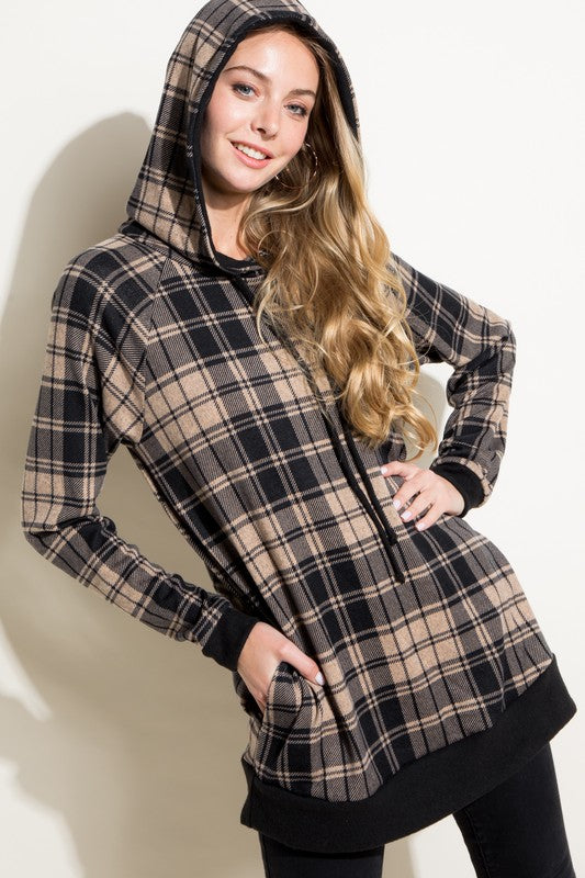 PLUS PLAID MIXED SWEATSHIRT