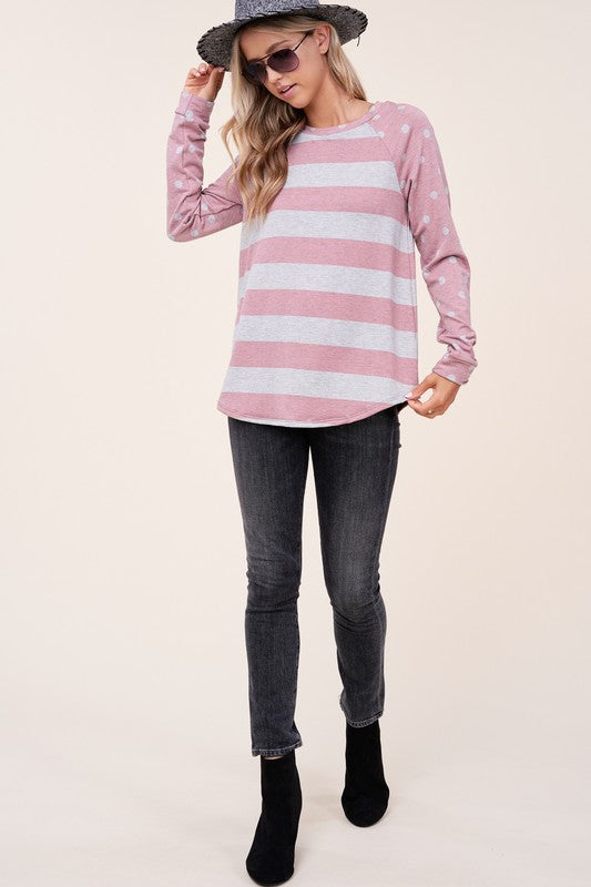 PLUS STRIPE MIXED SWEATSHIRTS