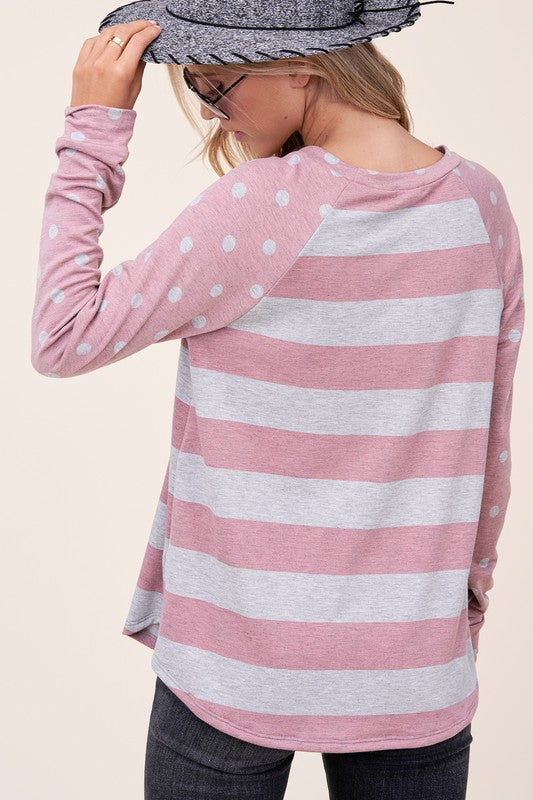 DOT STRIPE MIXED SWEATSHIRTS