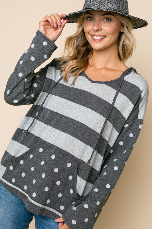 PLUS POLKA DOT STRIPE MIX SWEATSHIRTS