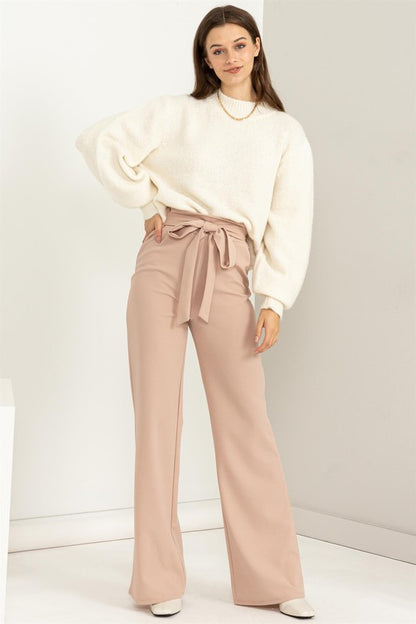 Seeking Sultry High-Waisted Tie Front Flared Pants