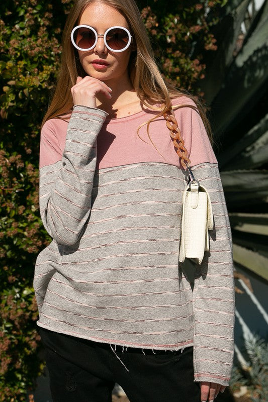 STRIPE SOLID MIXED SWEATSHIRTS