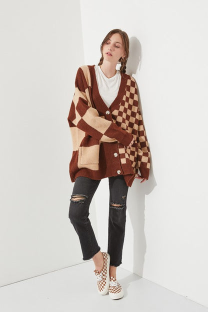 CHECKERED OVERSIZED SWEATER JJK5031