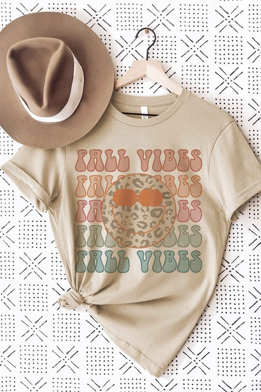 FALL VIBES LEOPARD HAPPY FACE Graphic Tee