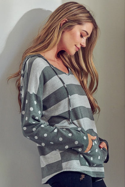 POLKA DOT STRIPE MIX SWEATSHIRTS