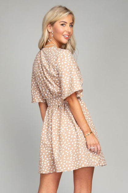 Allover Print Belted Dress