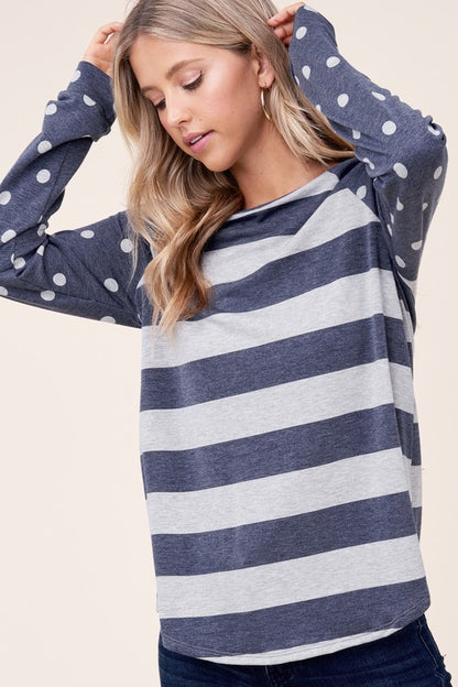 DOT STRIPE MIXED SWEATSHIRTS