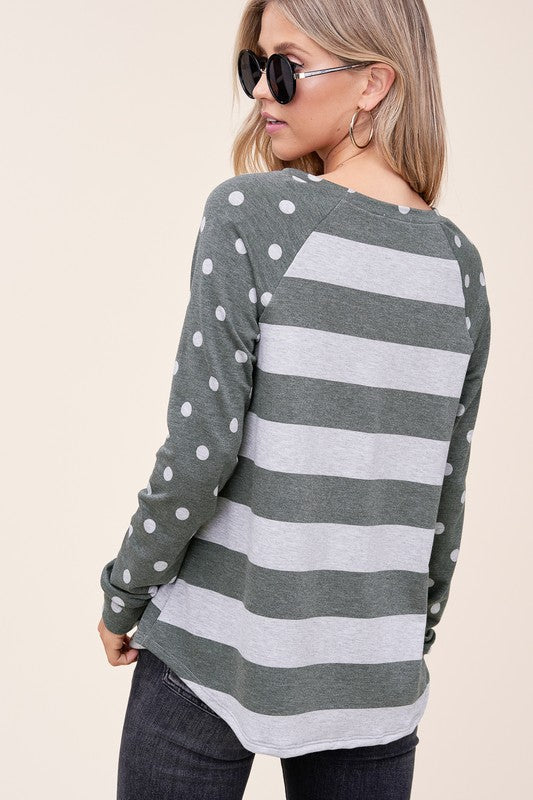 DOT STRIPE MIXED SWEATSHIRTS