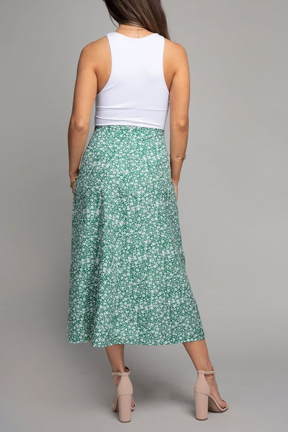 Floral midi skirt with slit