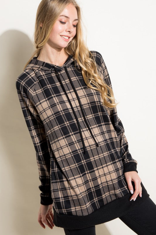 PLUS PLAID MIXED SWEATSHIRT