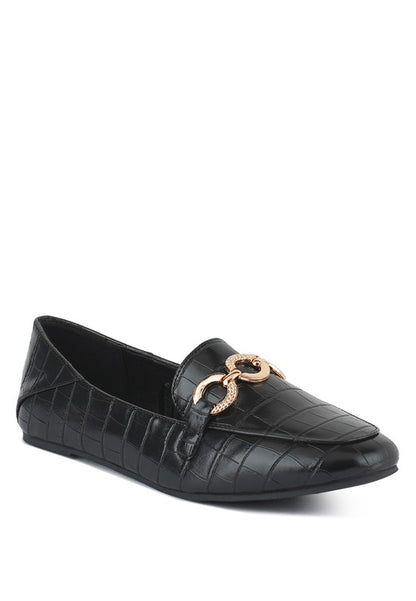 LONDON RAG CROC TEXTURED METAL SHOW DETAIL LOAFERS