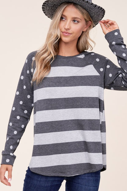 PLUS STRIPE MIXED SWEATSHIRTS